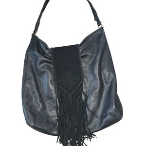 Margot Black Fringe Hobo Bag